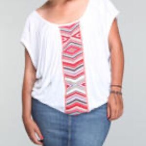 NEW ! Baby Phat  Beaded Satin Trim Shirt WHITE 2X 18 20 PLUS SIZE